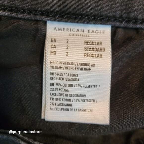 American Eagle Jeans 2 R Curvy Super Hi Rise Jegging Next Level Stretch Black - Picture 6 of 13